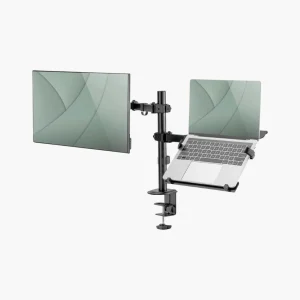 Monitorarm met laptoptray